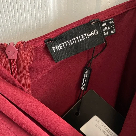 NWT Pretty Little Thing Burgundy Wrap Maxi Dress - Picture 6 of 6